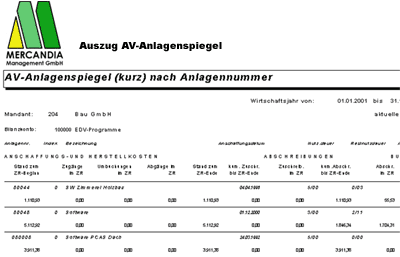 Auszug AV-Anlagenspiegel